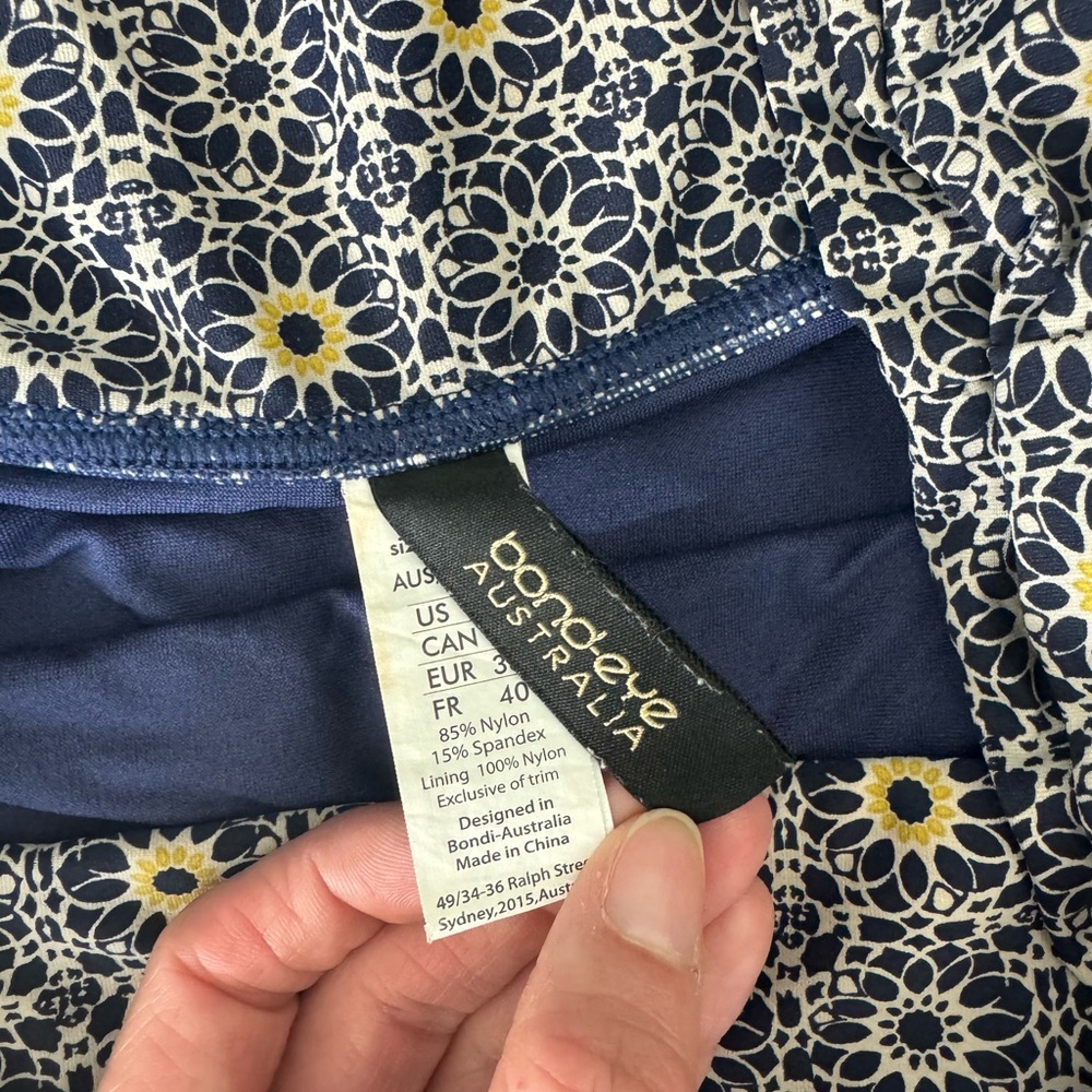 Bond-Eye Australia High Waisted Bikini Bottom Blue Floral Women's Size 8 - Picture 4 of 5